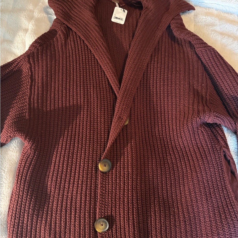 Free People Swim Too Deep Cardigan size XL New with Tags Cinnamon Brown - Picture 12 of 14